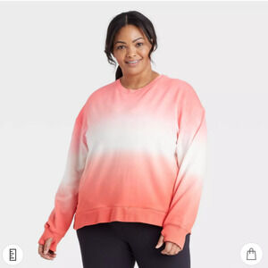 All in Motion Coral Dip-Dye Crewneck Sweatshirt Size Medium